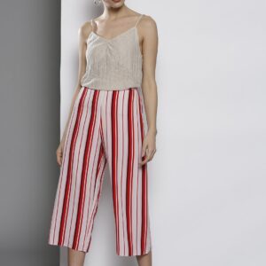 DOROTHY PERKINS Women Pink  Red Regular Fit Striped Culottes