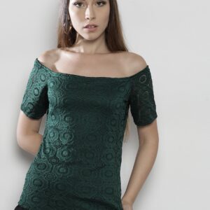 DOROTHY PERKINS Women Green Lace Bardot Top