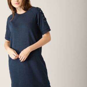 ESPRIT Women Navy Blue Solid Sweatshirt Dress