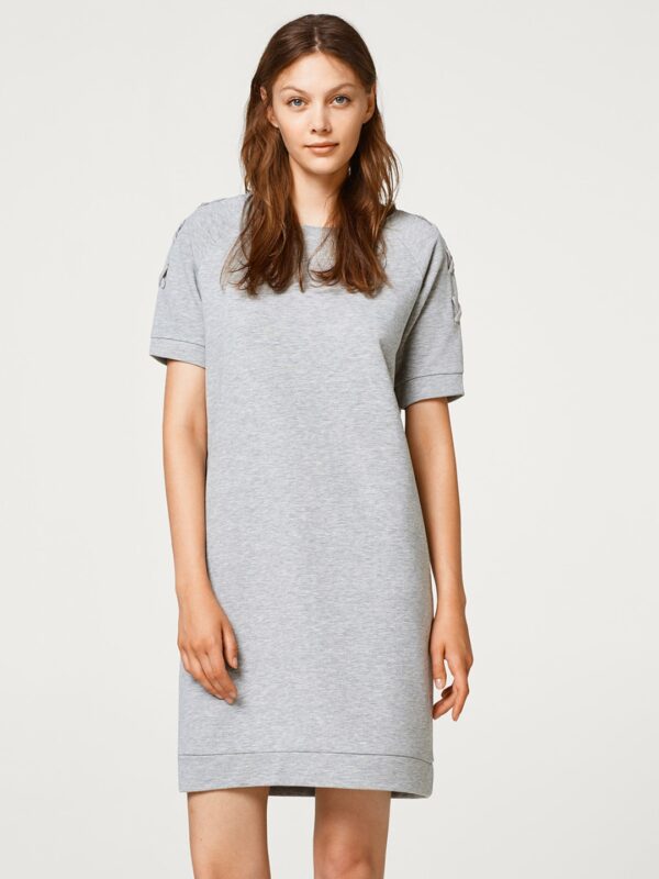 ESPRIT Women Grey Melange Solid Sweatshirt Dress