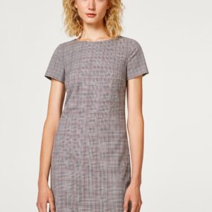 ESPRIT Women Grey Checked Sheath Dress