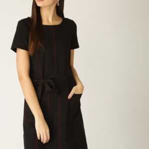 ESPRIT Women Black Solid A-Line Dress