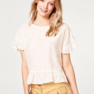 ESPRIT Women Off-White Printed Top