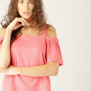 ESPRIT Women Pink Solid Bardot Top