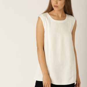 ESPRIT Women White Solid A-Line Top