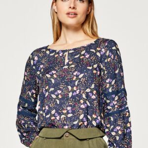 ESPRIT Women Navy Blue  Beige Printed Top