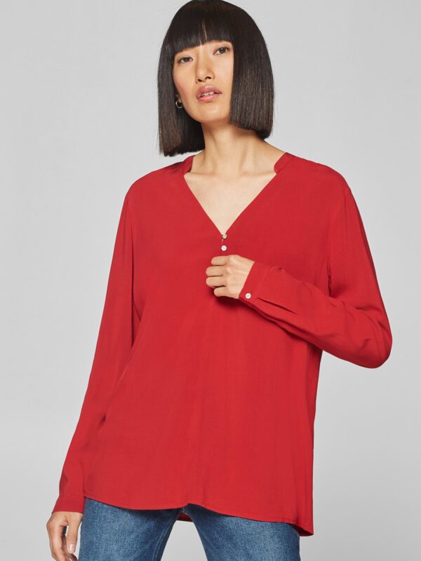 ESPRIT Women Red Solid Top