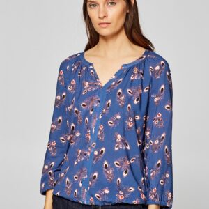 ESPRIT Women Blue Printed Blouson Top