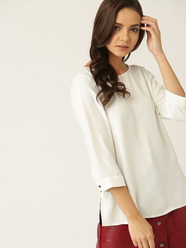 ESPRIT Women White Solid Top