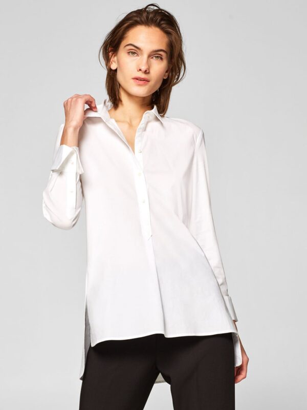 ESPRIT Women White Solid Shirt Style Top