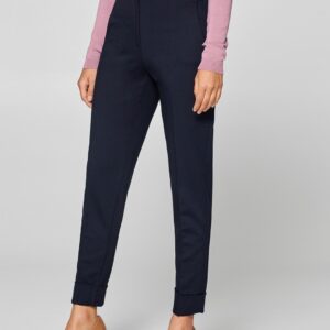 ESPRIT Women Navy Blue Regular Fit Solid Formal Trousers