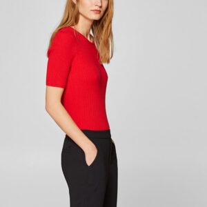 ESPRIT Women Black Regular Fit Solid Trousers