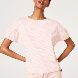 ESPRIT Women Peach-Coloured  White Striped Top