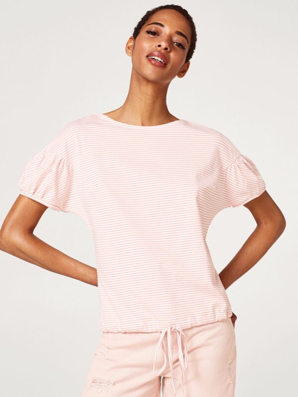 ESPRIT Women Peach-Coloured  White Striped Top