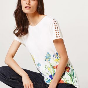 ESPRIT Women White Floral Print Top