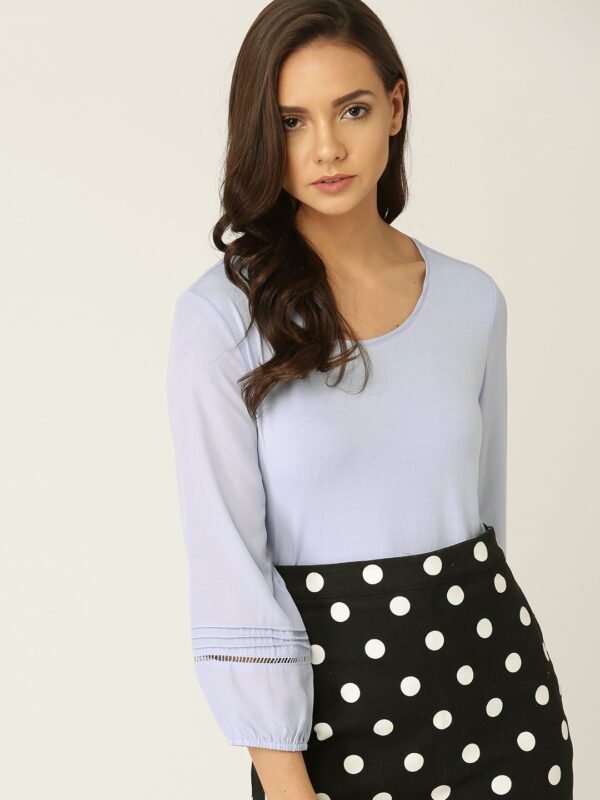 ESPRIT Women Blue Solid Top