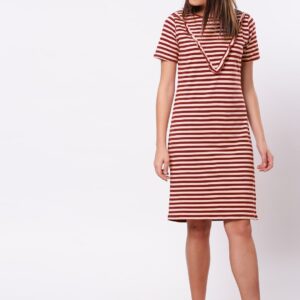 ether Women Maroon Striped T-shirt Dress