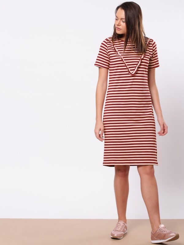 ether Women Maroon Striped T-shirt Dress