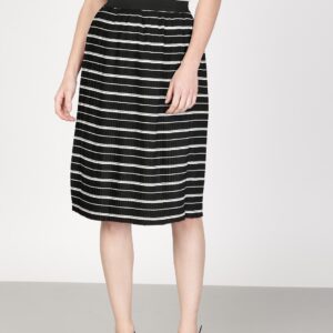 ether Women Black  White A-Line Pleated Skirt