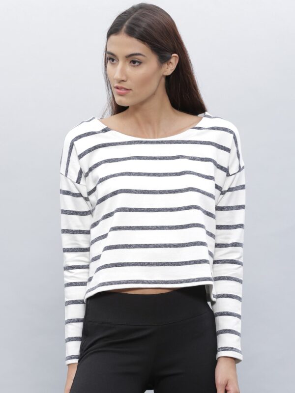 ETHER White Striped Sweatshirt