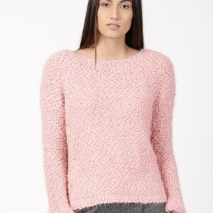 ether Women Pink Self-Design Sweater