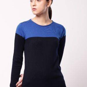 ether Women Blue Colourblocked Pullover