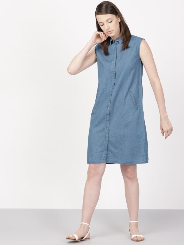 ether Women Blue Denim Shirt Dress