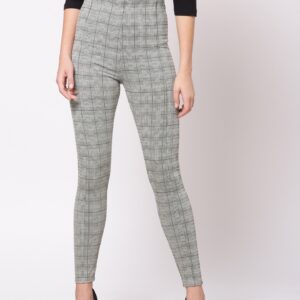 Ether Women Grey  Black Checked Jeggings