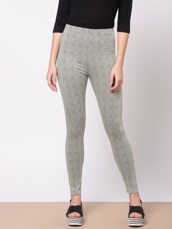 Ether Women Grey  Black Checked Treggings