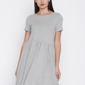 French Connection Women Grey Solid Fit  Flare Dress