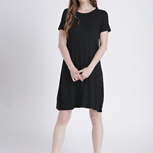 GAP Womens Black Short Sleeve Ribbed T-Shirt Dress