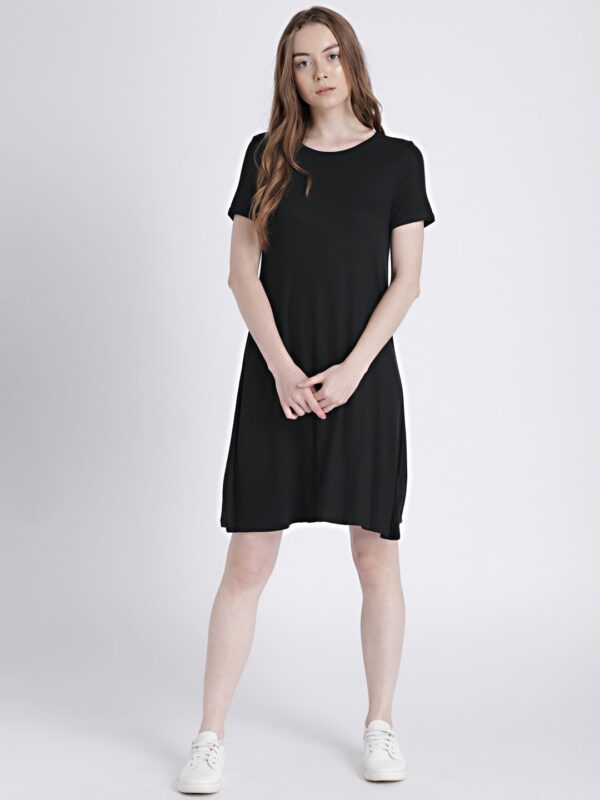 GAP Womens Black Short Sleeve Ribbed T-Shirt Dress