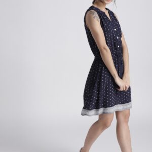 GAP Women Navy Printed Sleeveless Dress