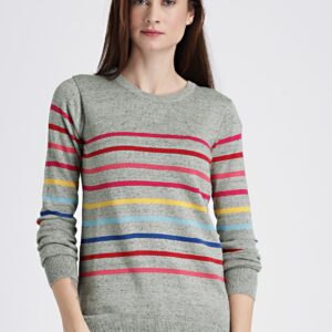 GAP Women Grey CRAZY STRIPE Striped Pullover