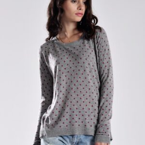 GAS Grey Melange Printed Top