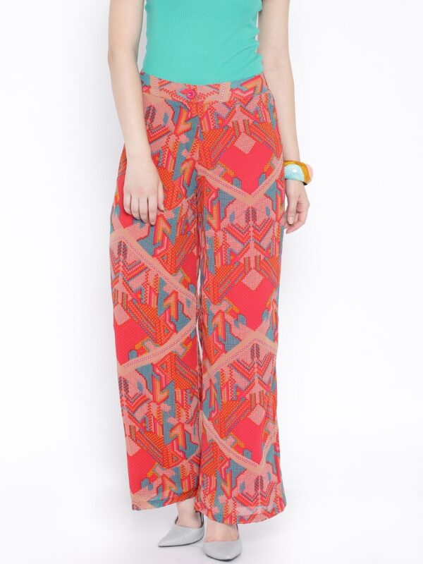 Global Desi Pink Printed Palazzos