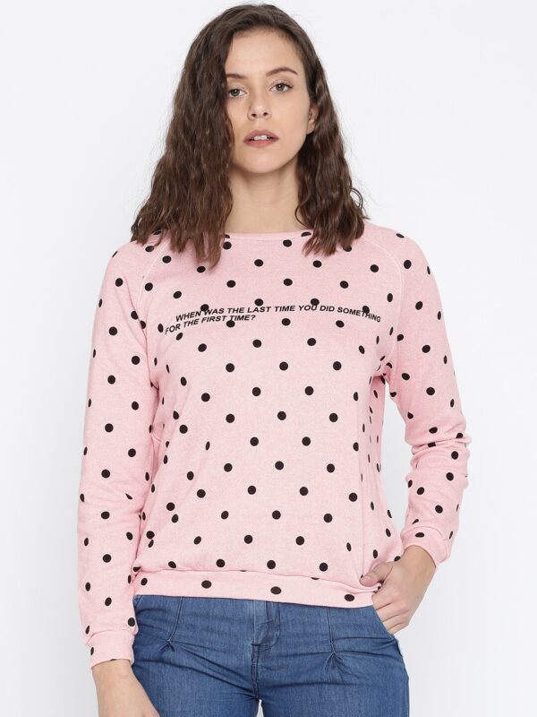 Ginger by Lifestyle Women Pink  Black Printed Sweatshirt