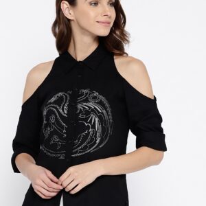 Game of Thrones by Kook N Keech Women Black Printed Casual Shirt