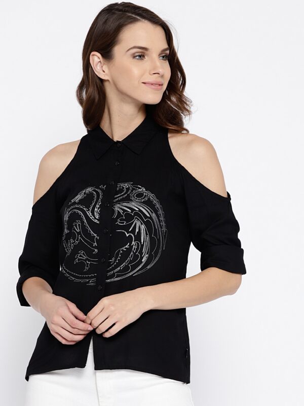 Game of Thrones by Kook N Keech Women Black Printed Casual Shirt