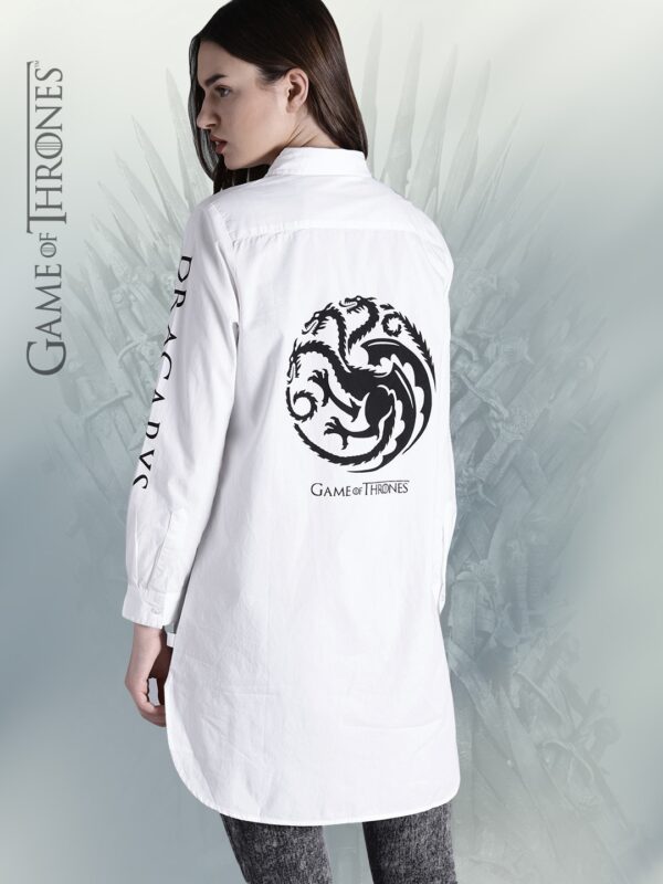 Game of Thrones by Kook N Keech Women White Regular Fit Printed Casual Shirt