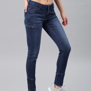 HRX by Hrithik Roshan Women Blue Skinny Fit Mid-Rise Clean Look Stretchable Jeans