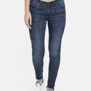 HRX by Hrithik Roshan Women Blue Skinny Fit Mid-Rise Clean Look Stretchable Jeans