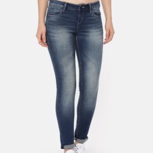 HRX by Hrithik Roshan Women Blue Mid-Rise Clean Look Stretchable Jeans