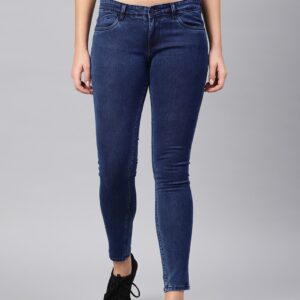 HRX by Hrithik Roshan Women Blue Skinny Fit Mid-Rise Clean Look Stretchable Cropped Jeans