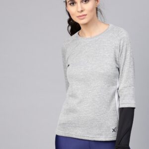 HRX by Hrithik Roshan Women Grey Melange Active Sweatshirts