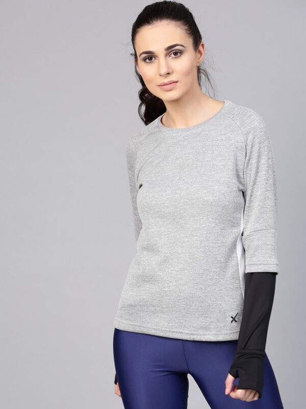 HRX by Hrithik Roshan Women Grey Melange Active Sweatshirts