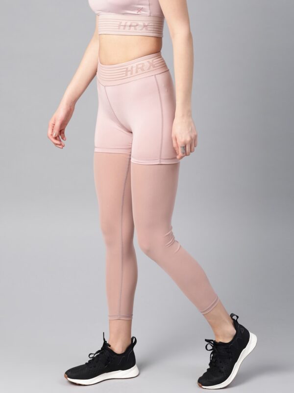 HRX by Hrithik Roshan Women Pink Semi-Sheer Running Tights