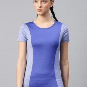 HRX by Hrithik Roshan Women Blue Colourblocked Running T-shirt