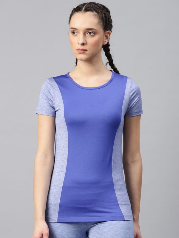 HRX by Hrithik Roshan Women Blue Colourblocked Running T-shirt