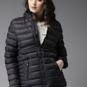 HERENOW Women Black Solid Puffer Jacket